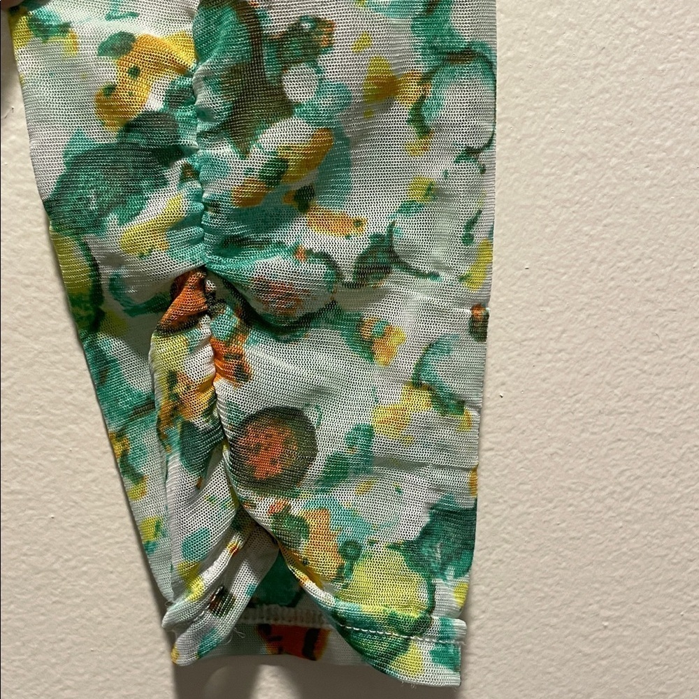 Vertigo Paris Multicolored Abstract Print Ruched Streetwear - Green and Yellow - Picture 5 of 12